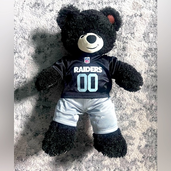 Raiders Football Bear Black and Gray Teddy Bear with Jersey pre owned - Picture 1 of 4